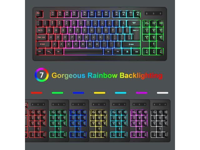 BlueFinger Wireless Gaming Keyboard and Mouse Combo, Long Lasting Rechargeable Battery 87 Keys RGB Rainbow Backlit Gaming Keyboard & Ergonomic...