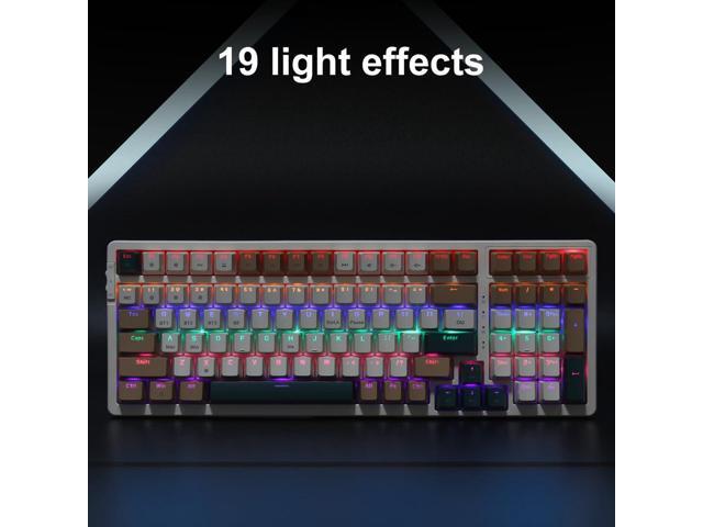 Wireless Mechanical Keyboard, Triple Mode 2.4G/USB-C/BT Gaming Keyboards 100 Keys RGB Backlit, Brown Switch Rechargeable Brown Combo