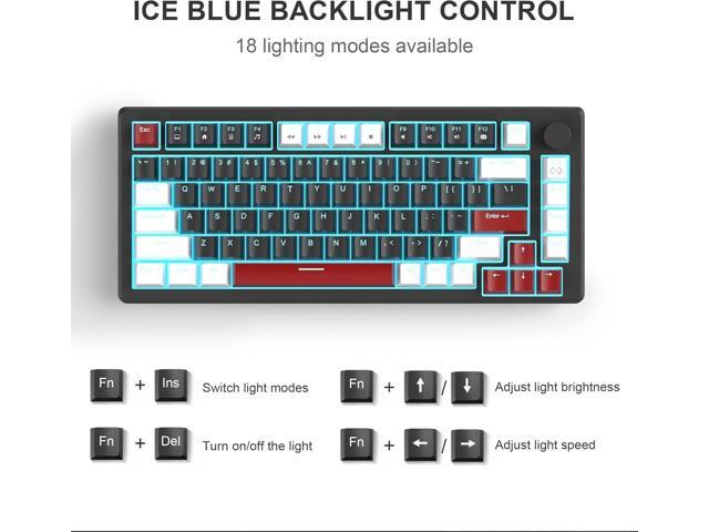 MageGee 75% Mechanical Gaming Keyboard, Compact Blue Backlit Wired Gaming Keyboards with Yellow Switches, EVA Foam, Knob Control, STAR75 Portable...