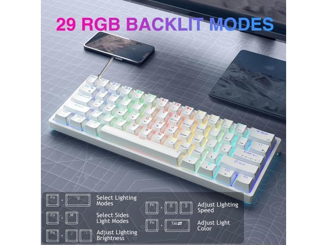 AULA 60 Percent White Mechanical Gaming Keyboard, 29 RGB Backlit Custom Hot Swappable Keyboards, Red Switch 60% Mini Small Wired Compact Design for...