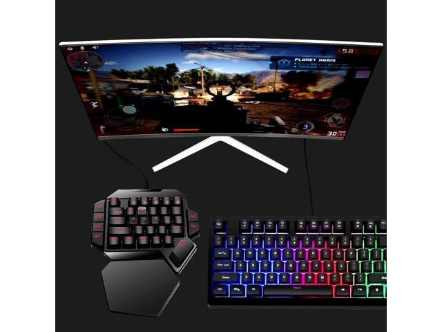 RGB One Handed Mechanical Gaming Keyboard,Colorful Backlit,Wrist Rest Support,Professional USB Wired Single Hand Mechanical Keyboard for Game