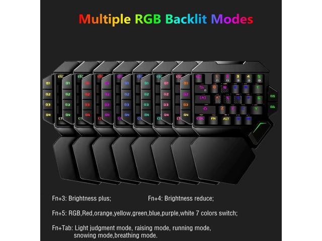 RGB One Handed Mechanical Gaming Keyboard,Colorful Backlit,Wrist Rest Support,Professional USB Wired Single Hand Mechanical Keyboard for Game