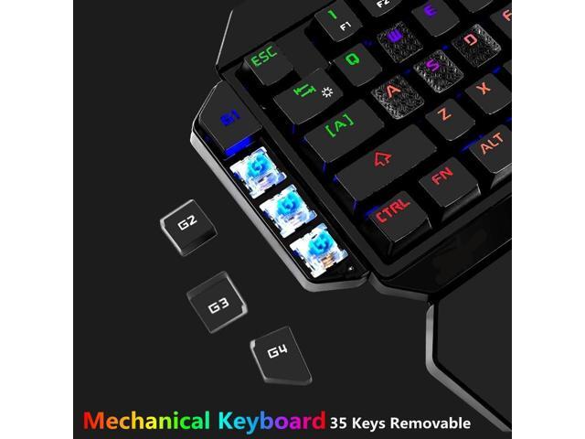 RGB One Handed Mechanical Gaming Keyboard,Colorful Backlit,Wrist Rest Support,Professional USB Wired Single Hand Mechanical Keyboard for Game