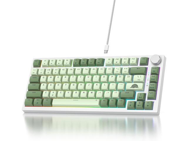 75% Mechanical Gaming Keyboard 82 Keys Matcha Green Keyboard Hot Swappable Wired Gasket Keyboard RGB Backlit Knob Red Switch for PC Laptop Windows...