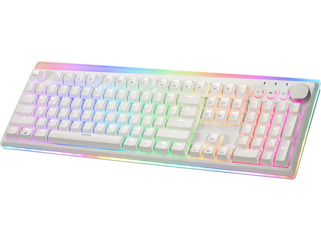 iRocks K71R Wireless RGB Mechanical Gaming Keyboard,Brown Switches,PBT 107 Keys NKRO,RGB Backlit, Pro Keyboard for Gaming and Work,Dual Interface...