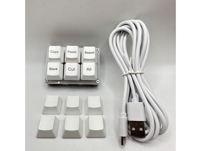 Copy Paste Search Save Cut All 6-Key Keyboard One Handed OSU Keypad Programmable Mechanical Shortcut Macro Keyboard for Working and Gaming (White)