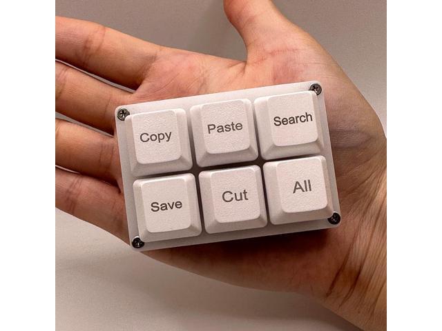 Copy Paste Search Save Cut All 6-Key Keyboard One Handed OSU Keypad Programmable Mechanical Shortcut Macro Keyboard for Working and Gaming (White)