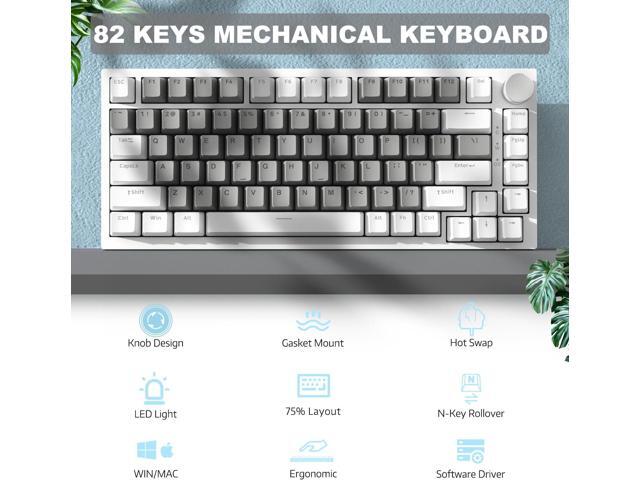 ATTACK SHARK X Ajazz AK820 Hot Swappable Mechanical Keyboard 75% Percent,TLK Custom Wired Keyboard Gaming with Rotary Knob,Poron Foam,Silicon...