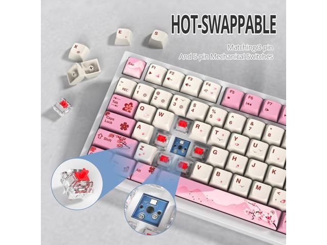75% TKL Wired Mechanical Keyboard,RGB Backlit Gasket Mount 82 Key Hot Swappable Custom Linear Red Switch Gaming Keyboard with Volume Knob & PBT...