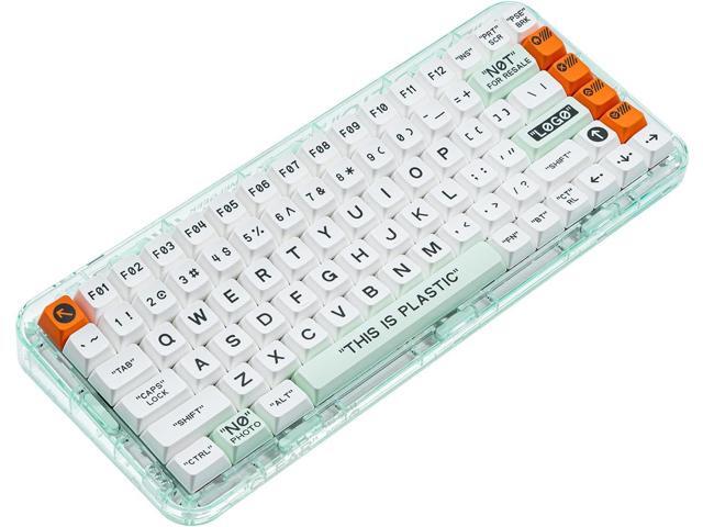 Mojo84 Plastic Transparent Rechargeable Mechanical Keyboard Programmable Wireless Keyboard Rainbow LED Backlit 75% Bluetooth/2.4G/USB Hot Swappable.