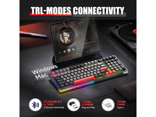 KEMOVE K98 Wireless Gaming Mechanical Keyboard with BT5.0/2.4G/Type-C,RGB Backlight,98 Keys Hot-Swappable,4000mAh Massive Battery,Software...