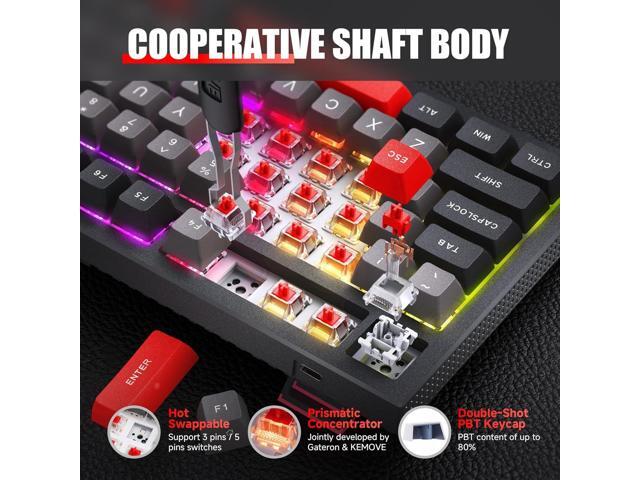 KEMOVE K98 Wireless Gaming Mechanical Keyboard with BT5.0/2.4G/Type-C,RGB Backlight,98 Keys Hot-Swappable,4000mAh Massive Battery,Software...