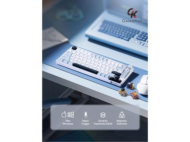 GK GAMAKAY TK75 HE Rapid Trigger Mechanical Keyboard Hall Effect Hot-swap Magnetic Switch, Snap Tap, 81 Keys PBT Keycap Bluetooth/2.4GHz/Wired 75%...