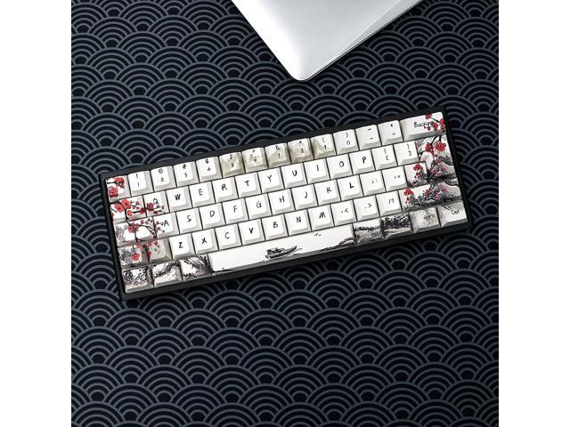 JSJT Custom Keycap Set Keycaps 60 Percent,Plum Blossom Key caps PBT Dye-Sublimation Cherry Profile Keycap 80 Keys for 61/64/67/68 Cherry MX...