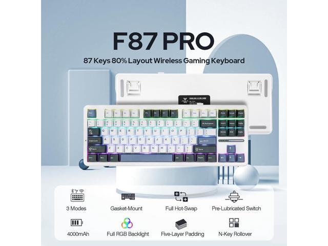 EPOMAKER x Aula F87 Pro Wireless Gasket Mechanical Keyboard, 87 Keys Compact TKL 3 Modes(Bluetooth/2.4ghz Wireless/Tpye-C) Gaming Keyboard, Hot...