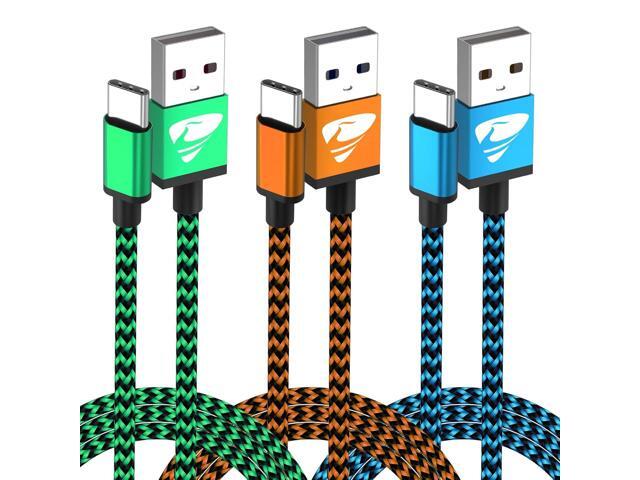 Aioneus USB A to USB C Cable 3-Pack 10FT, Durable Fast Charging Braided USB C Charger Cord, Type C Charging Cable for Samsung Galaxy A03s A02s S22...