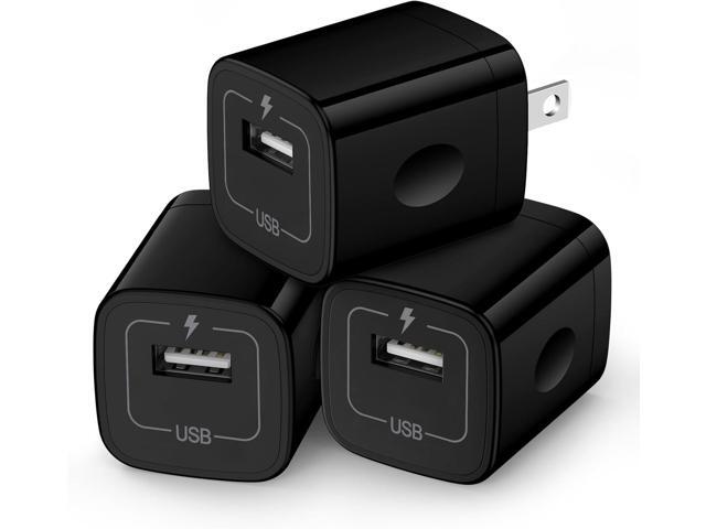 Wall Charger Cube,1A/5V Single Port USB Plug 3 Pack Travel Black Charging Block Box Adapter Compatible Phone,Samsung Galaxy S24 S23 A21 A51 A71 S20...