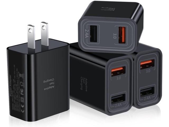 USB Plug, Dual USB Wall Charger 4 Pack, 30W 2-Port Fast Charger Block,Quick Charge 3.0 Charging Block Cube for iPhone 16 15 14 13 12 11...