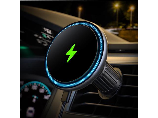 Magsafe Car Mount Charger, 15W Fast Charging LED Magnetic Wireless Car Charger, Air Vent Phone Holders for Your Car Magsafe Car Phone Holder for...