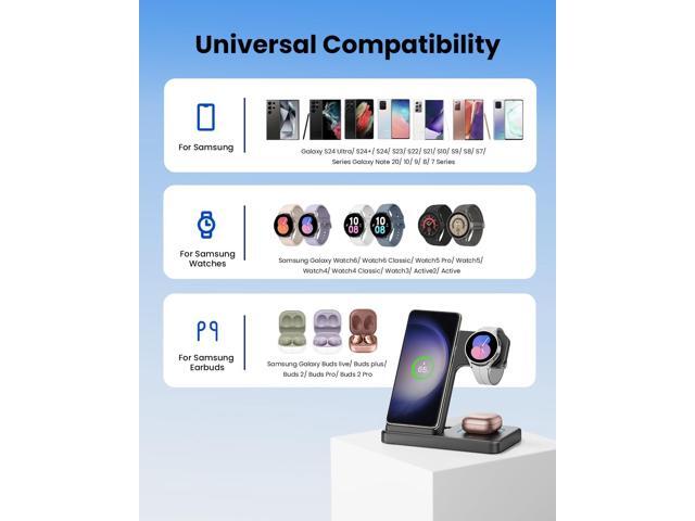 3 in 1 Wireless Charger Stand for Samsung, CIYOYO Fast Phone Charging Station for Galaxy Watch5 Pro/4/3/Active2/1, S24 Ultra/S24...