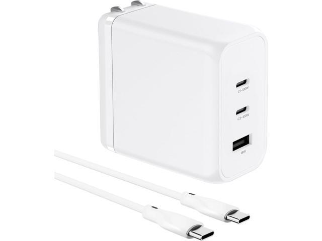 100W Smart GaN PD Charger, 6.6ft/2m 100W E-Mark Cable, 3 Ports (2 USB-C, 1 USB-A), Compatible with MacBook Pro, Pixelbook, ThinkPad, XPS, iPad Pro,...