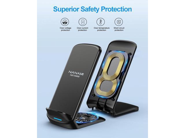 NANAMI Upgraded Fast Wireless Charger, Qi-Certified Wireless Charging Stand Compatible with Samsung Galaxy S24/S23/S22/S21/S20 & Qi Phone Charger...