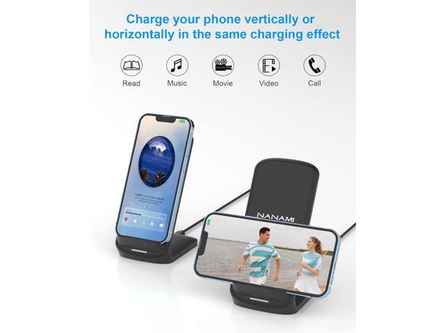NANAMI Upgraded Fast Wireless Charger, Qi-Certified Wireless Charging Stand Compatible with Samsung Galaxy S24/S23/S22/S21/S20 & Qi Phone Charger...