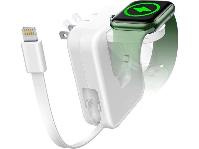 for Apple Watch Charger Block, 2 in 1 Wall Charger with Built-in Retractable Charging Cable, Travel Foldable Plug Power Adapter Compatible with...