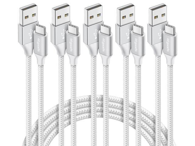 etguuds USB A to USB C Cable 5-Pack (3/3/6/6/10 ft), Fast Charging Type C Charger Cord for iPhone 16 15 Pro/Pro Max/Plus, for Samsung Galaxy S24.