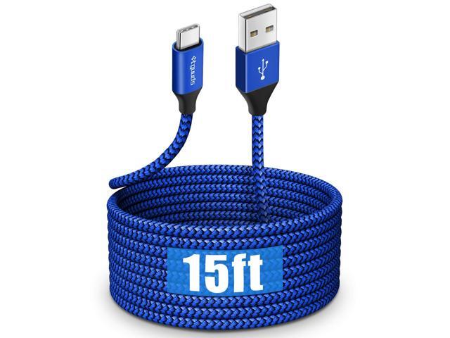 etguuds USB C Cable 15ft, Extra Long USB Type C Cable Fast Charge USB-A 2.0 to USB-C Charger Cable, Premium Nylon Braided Charging Cord - Blue