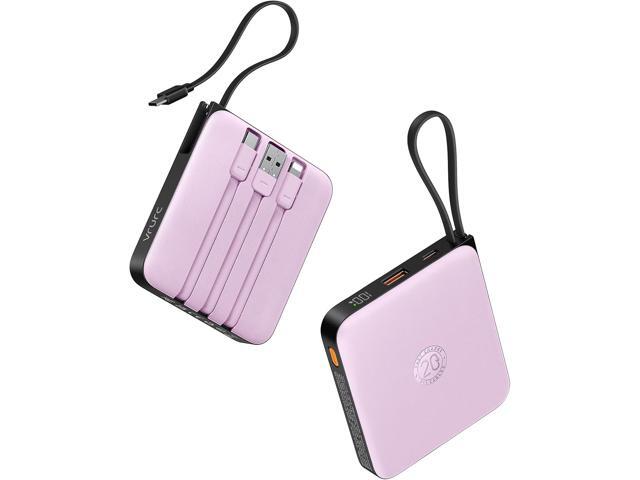 VRURC Portable Charger with Built-in Cable, 10000mAh Power Bank, 22.5W/PD20W Fast Charging USB C Battery Pack for iPhone 16 15 14 Samsung Galaxy...