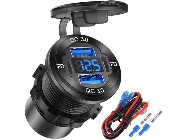 Upgraded 4 Port 12V USB Outlet Aluminum Charger, 78W Dual PD & QC Multiple USB Port for Car, USB C Cigarette Lighter Replacement 12 Volt Socket...