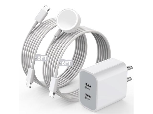 Super Fast Charger for Apple Watch & iPhone, 40W Dual USB C Port Fast Charger Adapter with 6 FT Long Apple iWatch Cable, 6 FT USB C to C Cord...