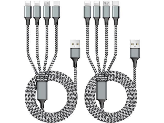 Puxnoin Multi Charging Cable 6FT 2Pack Multi Charger Cable 4 in 1 Universal Multiple USB Fast Charging Cord with Type-C, Micro USB Port for Most...
