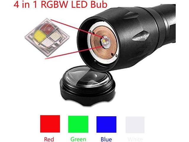 4 in 1 Multicolor Flashlight, Single Mode White, Red, Green, Blue Light, LED Flashlight for Outdoor Activities