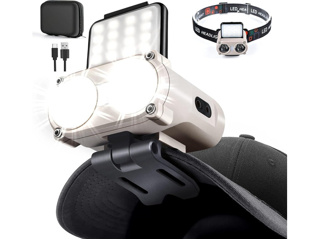 Hopedone LED Hard Hat Light, 800Lumens Rechargeable Dimmable Clip on Cap Lights, 180°Adjustable Hat Flashlight Headlamp Waterproof for Running,...