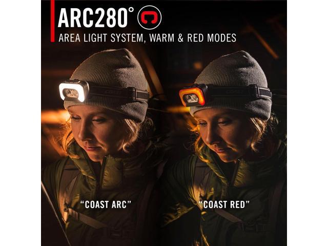 Coast RL35R Voice-Controlled 1100 Lumen Rechargeable LED Headlamp with ARC280 Lighting, 4 color modes, Rear-Facing Safety Signal, Variable Light...