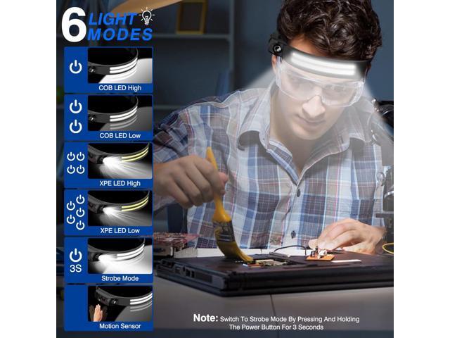 Headlamp Rechargeable,2 Pack 230° Wide Beam Head Lamp,2000 Lumen Super Bright LED Headlamp with Motion Sensor,Waterproof 0.14lb Lightweight Head...