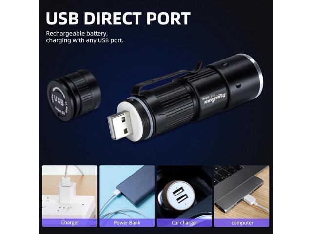 UV 365nm Black lights Flashlights USB Rechargeable, Wood's Lamp Ultraviolet LED Portable Mini, blacklight for cat urine detection Dry Stains,...
