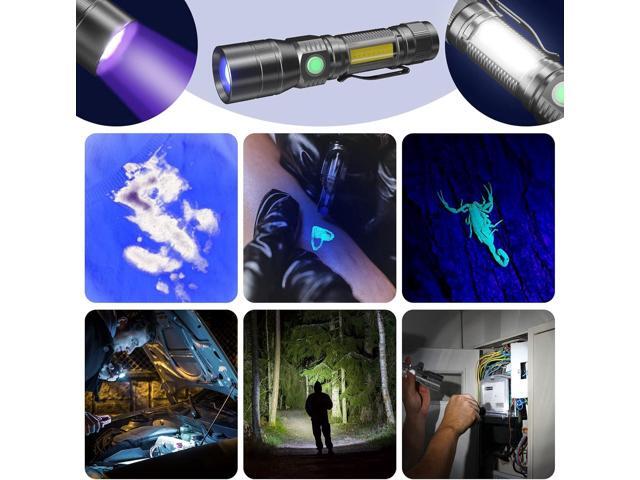 COSOOS 2 Pack UV Flashlight Black Lights, USB Rechargeable UV Light with 7 Modes, IPX 4 Waterproof, Zoomable Pet Urine Detector for Stains, Bed...