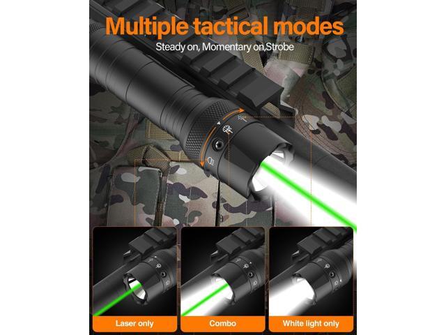 TOUGHSOUL Mlok Green Laser Tactical Flashlight 1250 Lumens, Rechargeable Flashlight with Remote Pressure Switch LED Light with Rechargeable...
