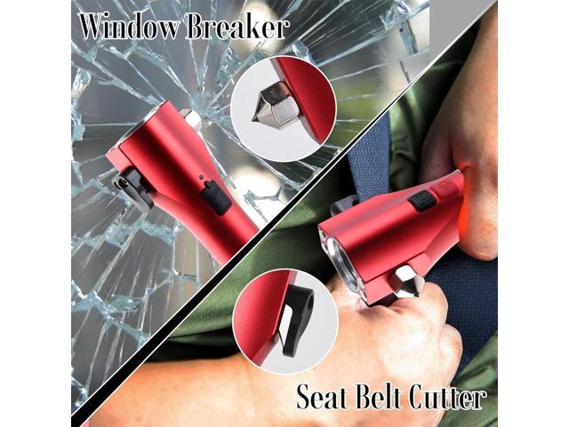 Car Flashlights for Emergencies, Window Breaker Seatbelt Cutter Multifunction Solar Flashlights, Waterproof LED Flashlight Rechargeable Solar...