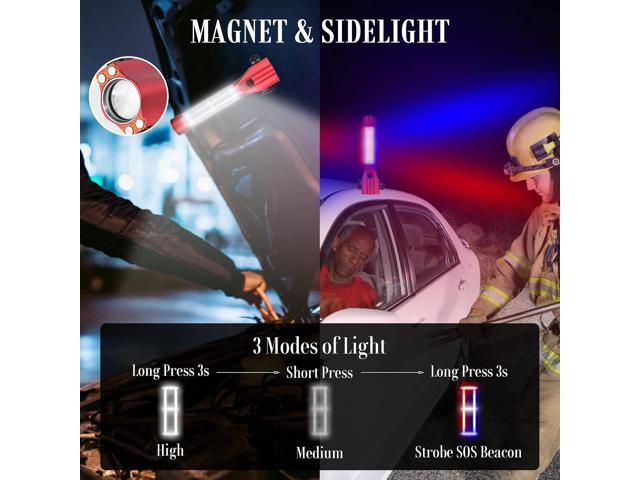 Car Flashlights for Emergencies, Window Breaker Seatbelt Cutter Multifunction Solar Flashlights, Waterproof LED Flashlight Rechargeable Solar...