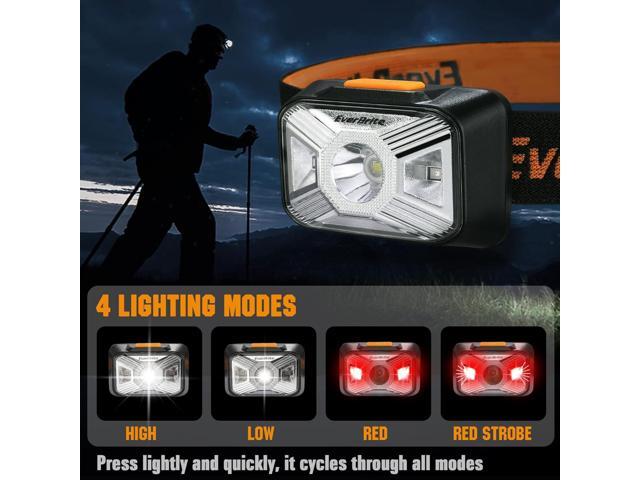 EverBrite Headlamps Rechargeable with Red Light - Outdoor LED Flashlight Head Lamps, Waterproof Dustproof Gear for Hiking Camping Essentials, 2 Pack