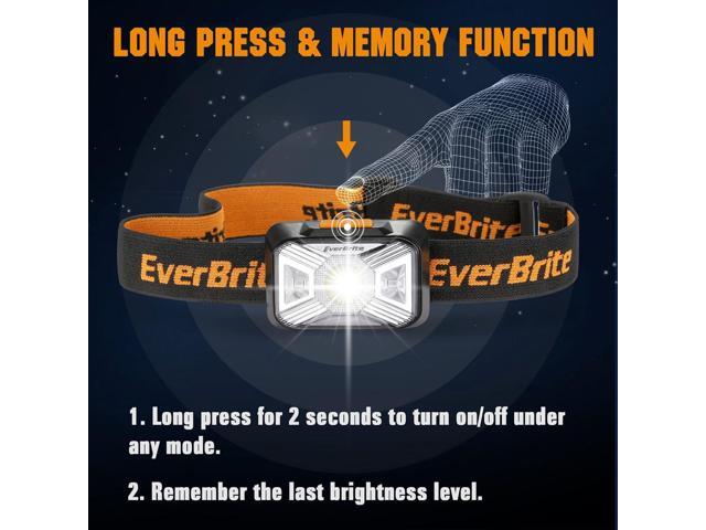 EverBrite Headlamps Rechargeable with Red Light - Outdoor LED Flashlight Head Lamps, Waterproof Dustproof Gear for Hiking Camping Essentials, 2 Pack