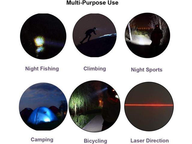 Rechargeable LED Headlamp,Super Bright Head lamp Headlight Flashlight with Laser for Indoor and Outdoor Runing,Hiking,Camping,Fishing,Hunting