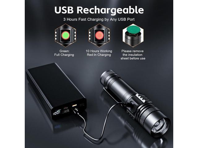 Rechargeable LED Flashligh, USB Magnetic Flashlights with Cob Sidelight, Small Tactical Flashlights 2000LM, Waterproof, Zoomable, Portable Handheld...