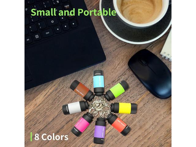 UCEC Mini Keychain Flashlight, Travel Flashlight USB Torch Rechargeable Colorful LED Flashlight High-Powered Pocket Keychain Flashlights, 8 Pack