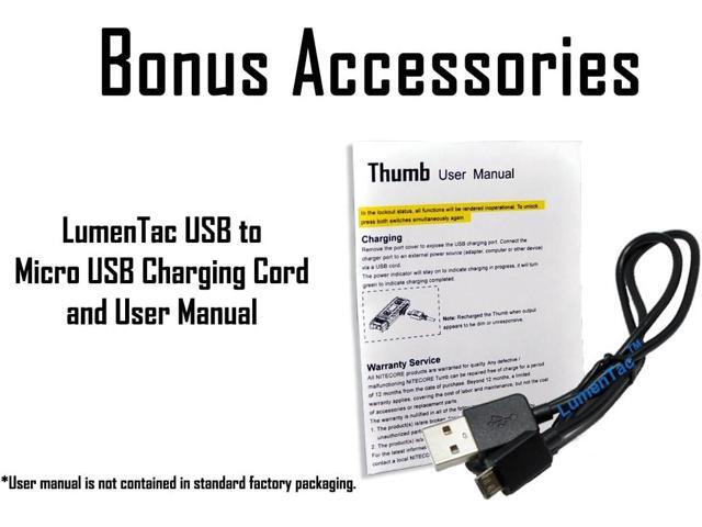 Nitecore Thumb 85 Lumens USB Rechargeable White & Red LED Keychain Light - Tiltable Work Light with Clip and a LumenTac USB Charging Cable