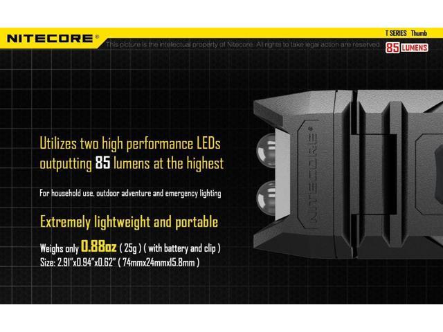 Nitecore Thumb 85 Lumens USB Rechargeable White & Red LED Keychain Light - Tiltable Work Light with Clip and a LumenTac USB Charging Cable
